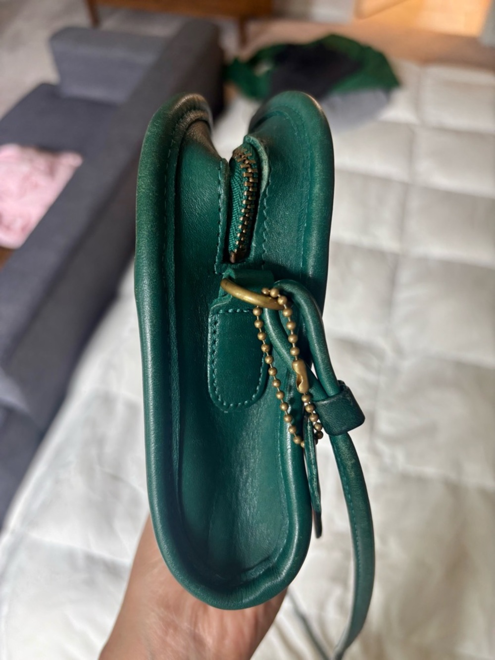 Vintage Coach Teal Leather Crossbody Bag - Picture 6 of 8